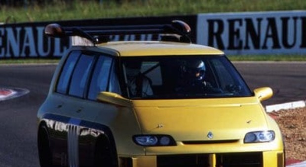 Strange car: F1 Alain Prost driver at Magny Cours