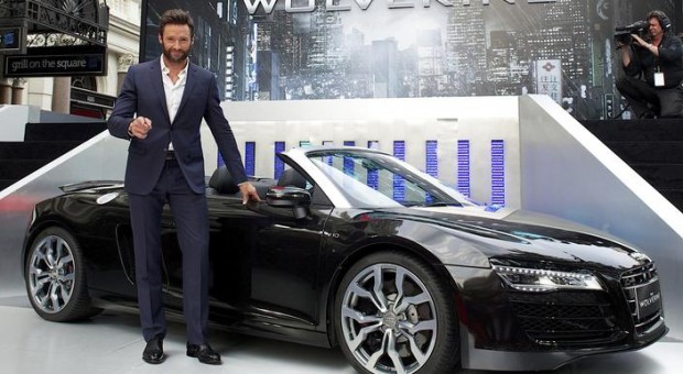 Hugh Jackman arrives at “The Wolverine” premiere in 2013 Audi R8