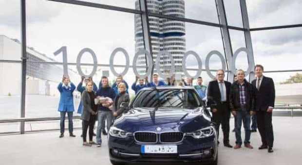 Delivery of the ten millionth BMW 3 Series Sedan at BMW Welt in Munich. The landmark model goes to a driving school in Eichstätt